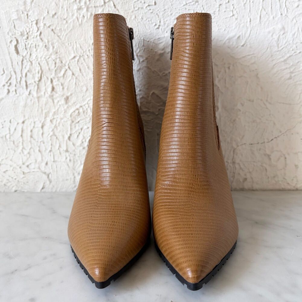 Donald J Pliner Deniz Bootie Women's 6.5 Caramel Lizard Embossed Leather